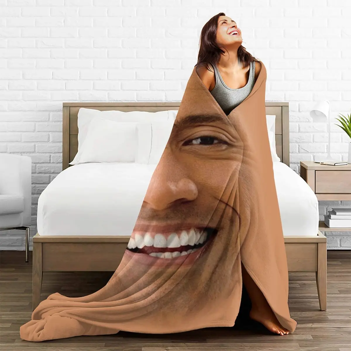 The Rock Face Blankets Flannel Summer Air Conditioning Dwayne Johnson Soft Throw Blanket for Bedding Outdoor Bedding Throws