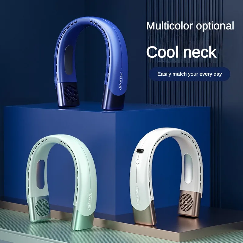 4000mAh Hanging Neck Fan Conditioner Type-C USB Rechargeable Air Cooler 5 Speed Electric Fan For Sports Portable Air