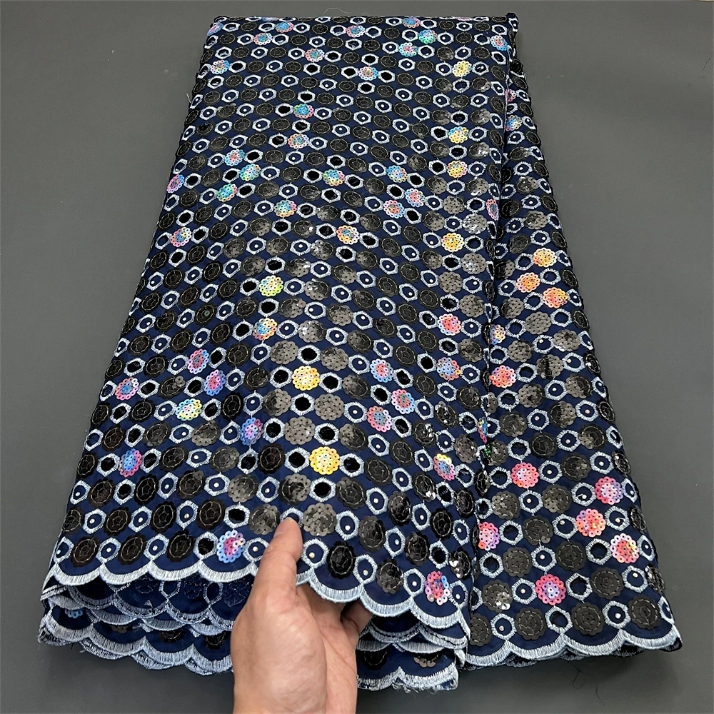 2026 Nigerian Tulle Lace Fabric for Sewing, Wedding Dress, Chiffon Party Guipure, High Quality, Sequins, 5Yard  PS0025