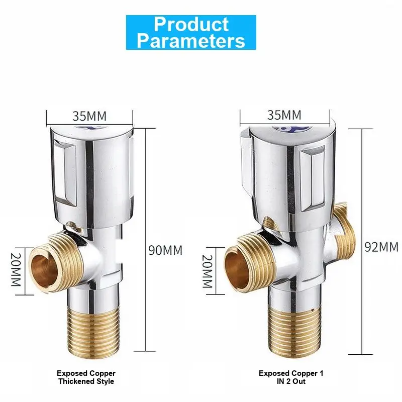 Thickened Stainless Steel Triangle Valve Cold Water Heater Toilet 4 Points One in Two Out Mixing Valve Switch Water Valve