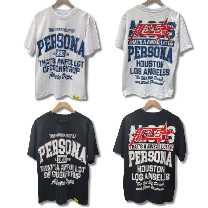 

American That's A Awful Lot of Cough Syrup T-shirt High Street Letters Print Casual Loose Men's Women's Short Sleeve Tshirts