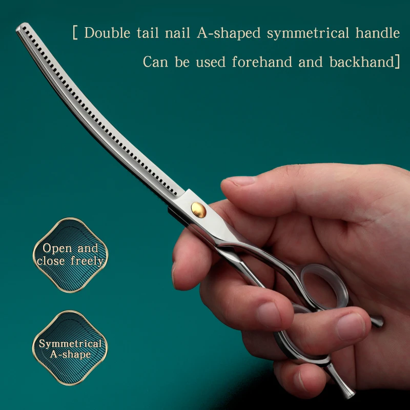 Refined curved teeth scissors pet grooming thinning scissors7.0 7.25 inch dog trimming shears pet styling tools