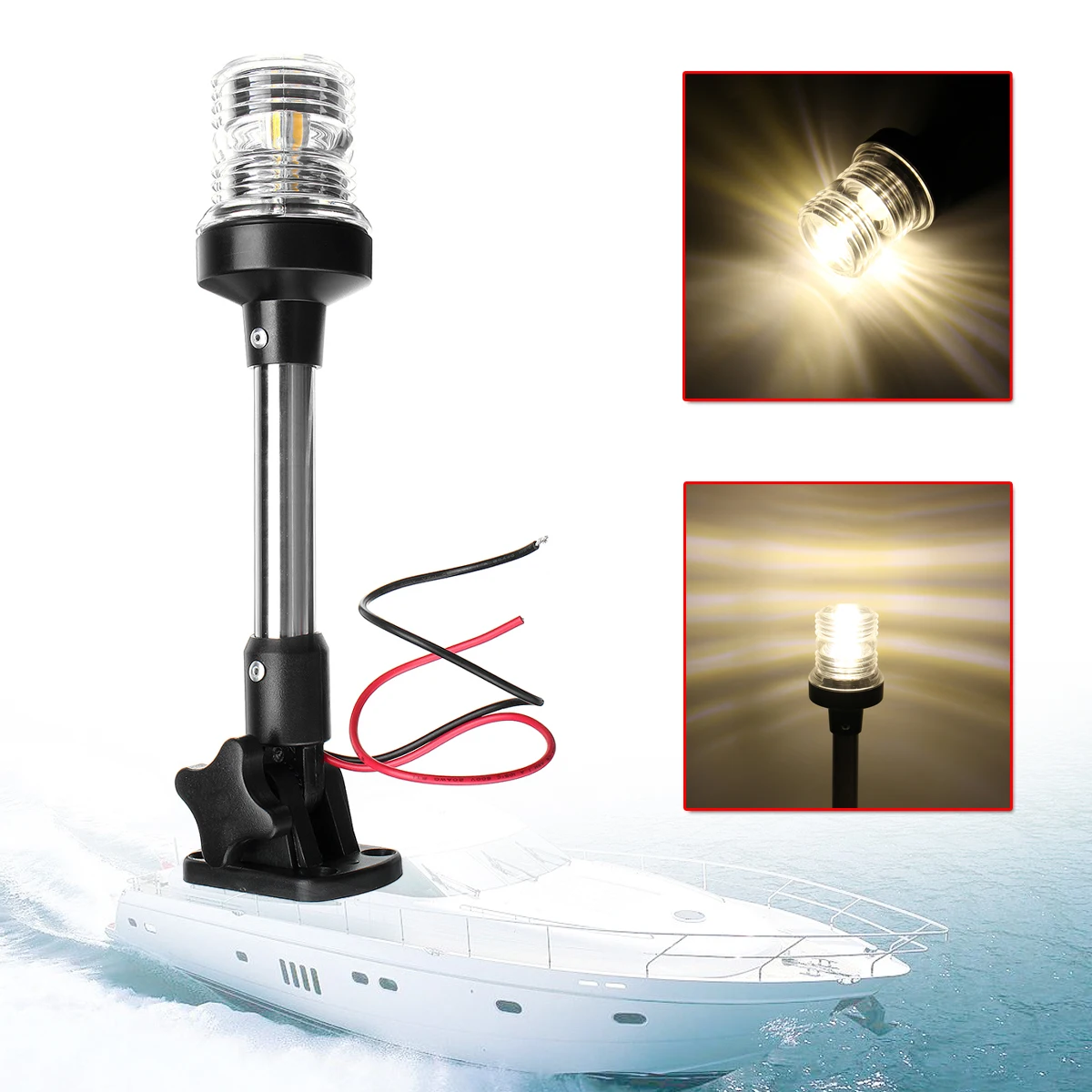 Fold Down LED Navigation Light 12-24V Marine Boat Sailing Signal Lamp Stern Anchor Lights For Yacht Boat