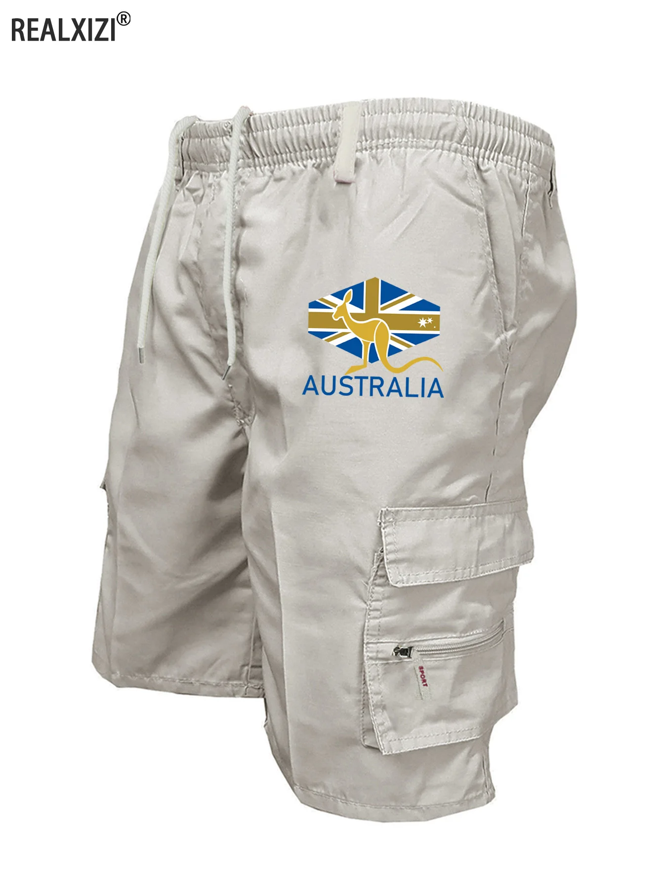 

Австралийские шорты-карго с принтом кенгуру, мужские летние повседневные шорты с несколькими карманами, свободные рабочие шорты для кемпинга, уличная одежда