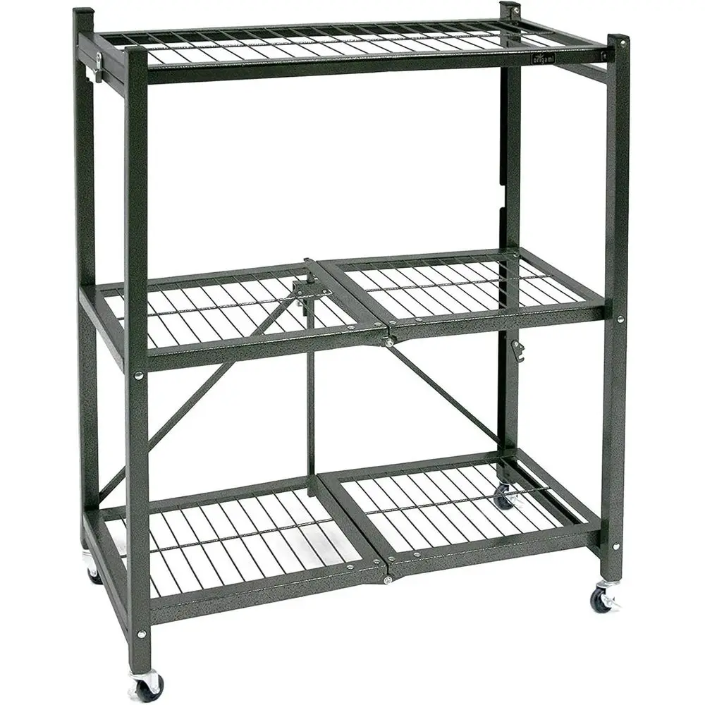 

3-Tier Adjustable Rolling Storage Rack, Heavy Duty with Pewter Finish