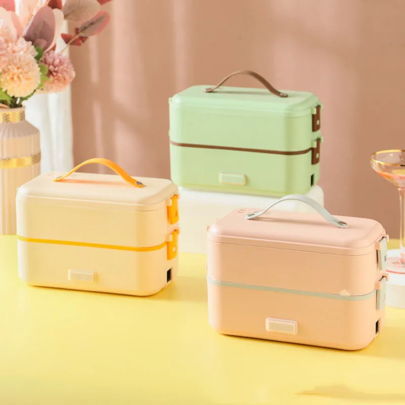 Fiambrera eléctrica portátil para estudiantes, trabajador de oficina, calentada y aislada