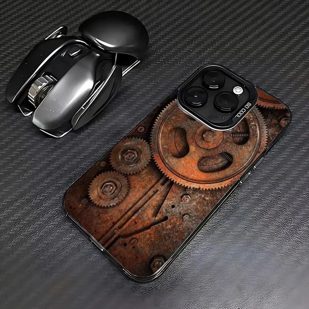 

Rusty mechanical parts phone case for iPhone 16 15 14 13 12 11 Pro/ Max/Plus shock-proof rear cover anti-fingerprint