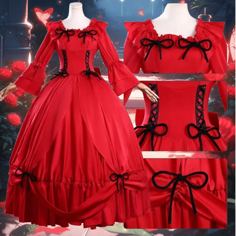 

Anime Scarlet El Vandimion Cosplay Costume Red Gown Princess Dress Lolita Uniform for Women Role Play Outfit Halloween Party