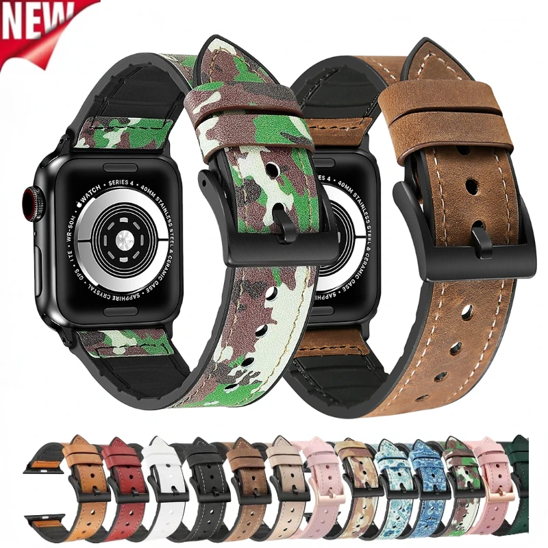 Silikon + Lederarmband für Apple Watch Ultra 49 mm 10 46 mm 42 mm 45 mm 41 mm 44 mm 40 mm 42 mm Armband Armband iWatch 9 8 7 6 5 4 SE