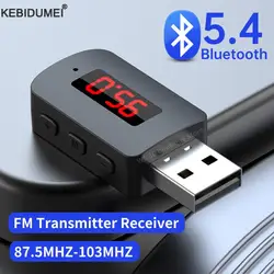 USB Bluetooth 5.4 FM Transmitter With Mic Handsfree Call Car Kit Auto LED Display Audio Music Receiver For FM Radio