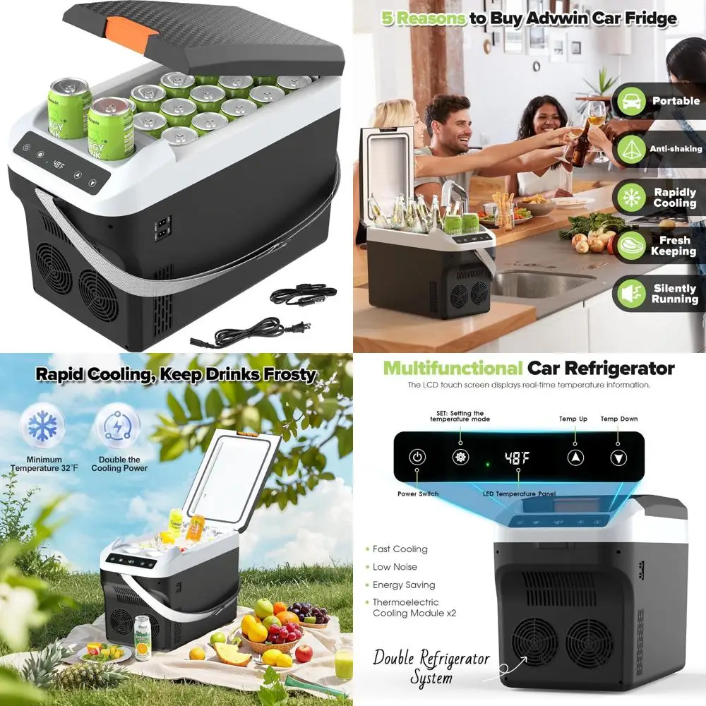 مبرد وسخان السيارة الكهربائية سعة 12 فولت 23 لترًا مع خيارات طاقة المنزل والسيارة
