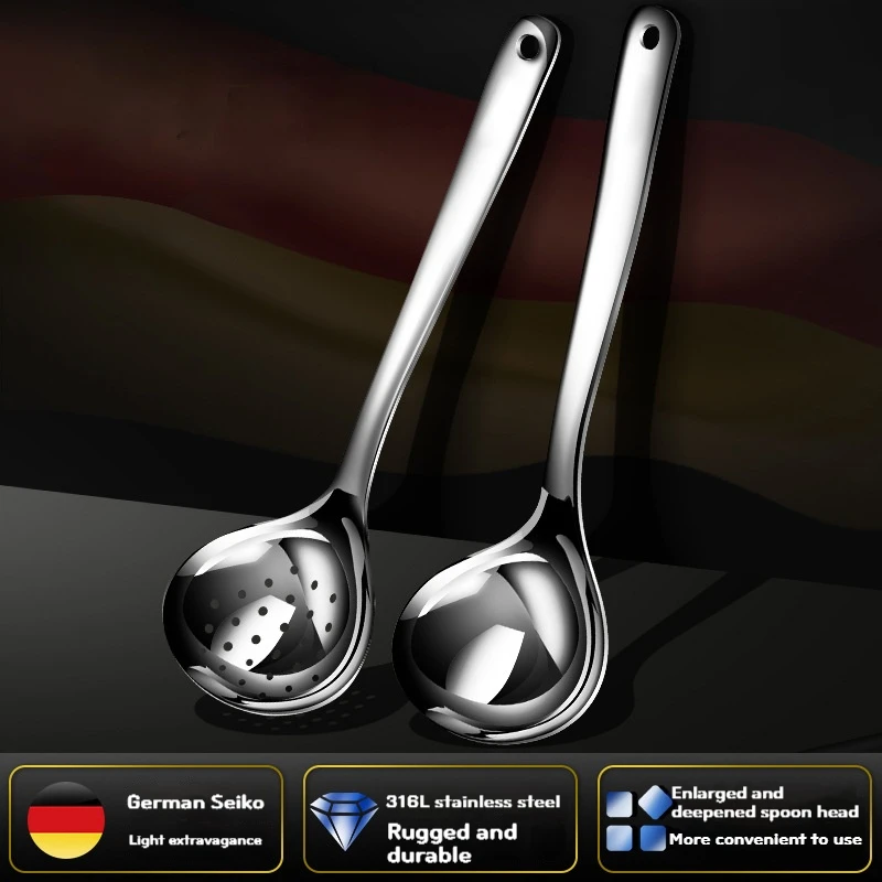 

304 Stainless Steel Large Spoon, Thickened Soup Spoon, Kitchen Utensils, Hot Pot Spoon