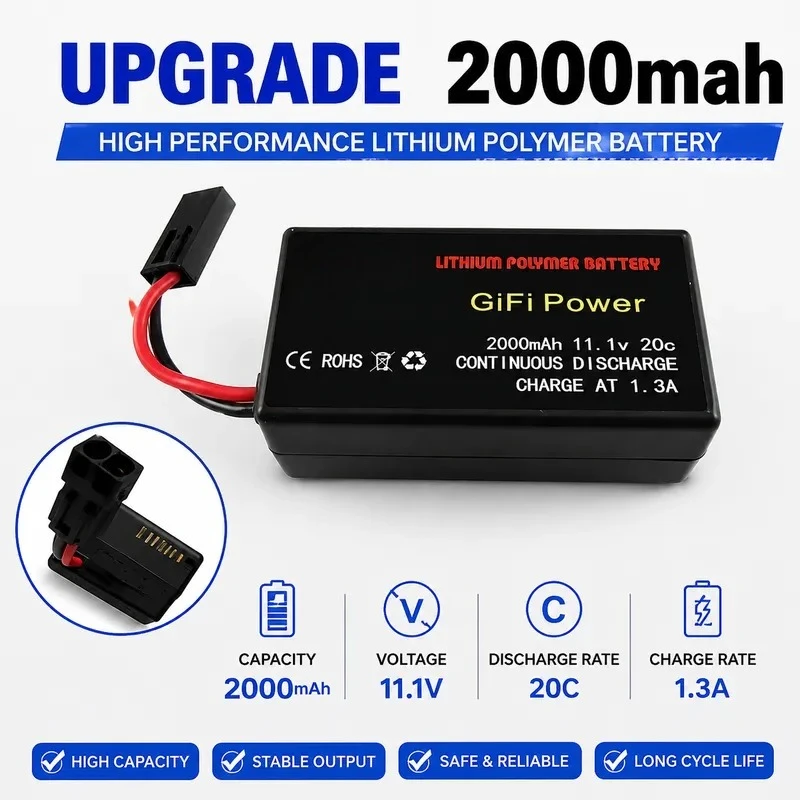 2000Mah 11.1v Pinot AR Drone High Capacity Lithium Battery Pinot Accessories Lithium Battery