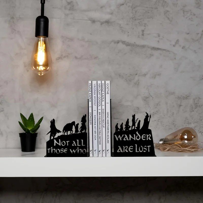 CIFBUY Durable Iron Metal Bookends 2Pcs Sculpture Decor For Living Room Bedroom Home Gift