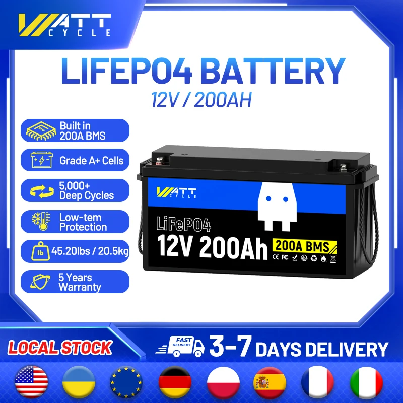 Wattcycle Lithium Iron Phosphate Battery With 200A BMS Up to 15,000 Deep Cycles For Outdoor Power Supply / Home Energy Storage