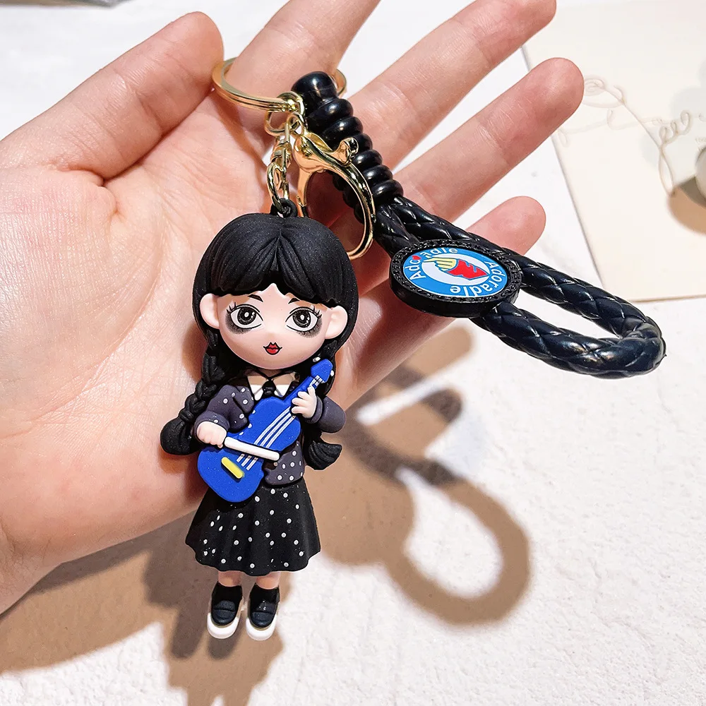 Horror Wednesday Addams Keychain Addams Family Movie Role Model Pendant Keyring cosplay Addams Doll Key chains Gifts New