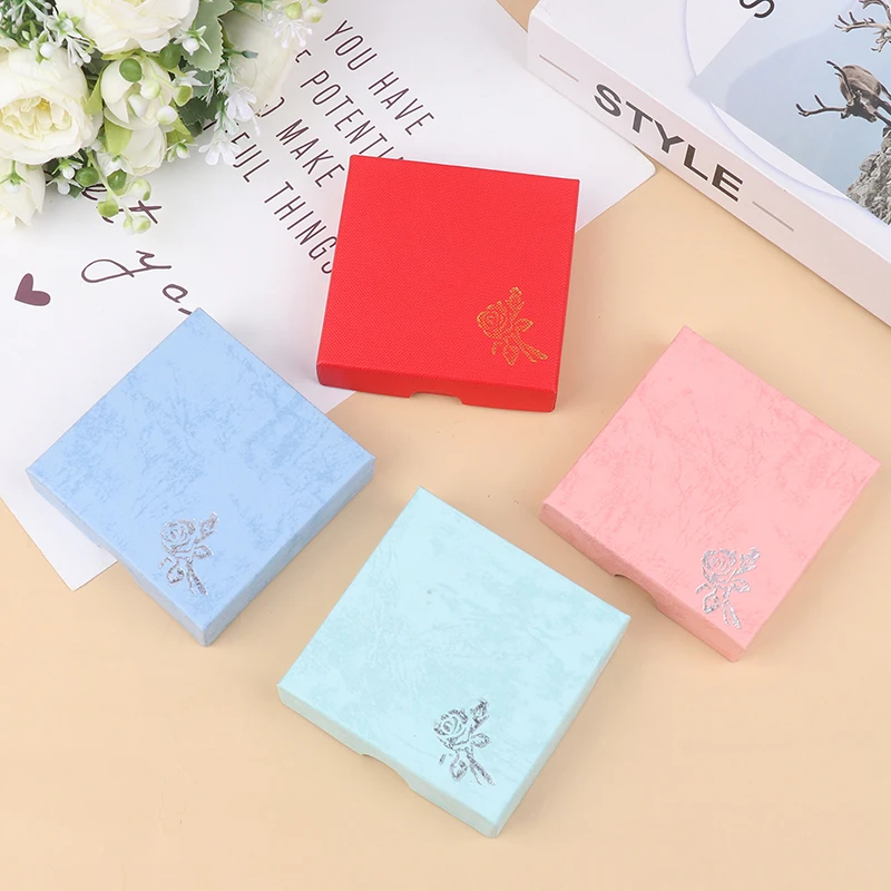 1x Square Jewelry Packaging Case Flower Print Bracelet Display Box Necklace Cardboard Gift Box Jewelry Organizer Casket