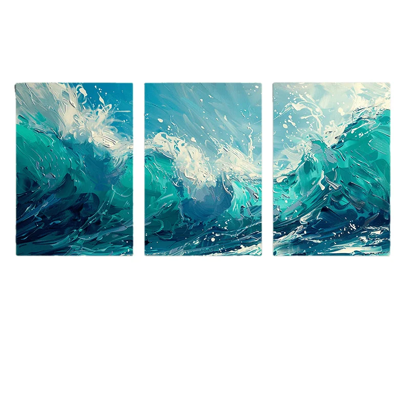 3pcs --Sunshine Beach and Ocean Theme Canvas Wall Art  Painting, 2D Flat, Suitable for Easter, Mother's Day, Carnival, St. Pa