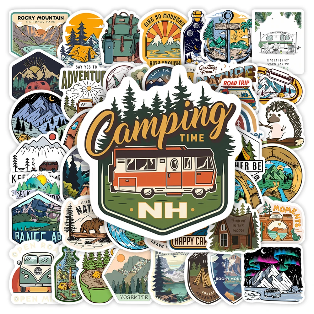 Outdoor Camping Stickers Forest Adventure DIY Kids Toys Decorative Decal for Scrapbook Laptop Phone Luggage Bottle Waterproof