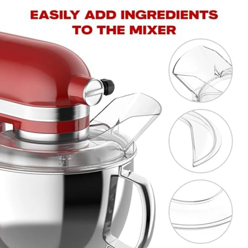 Escudo de vertido Escudo de seguridad transparente para tazón mezclador Kitchenaid de 4,5-5 cuartos, para batidoras con cabezal inclinable Kitchenaid Aid