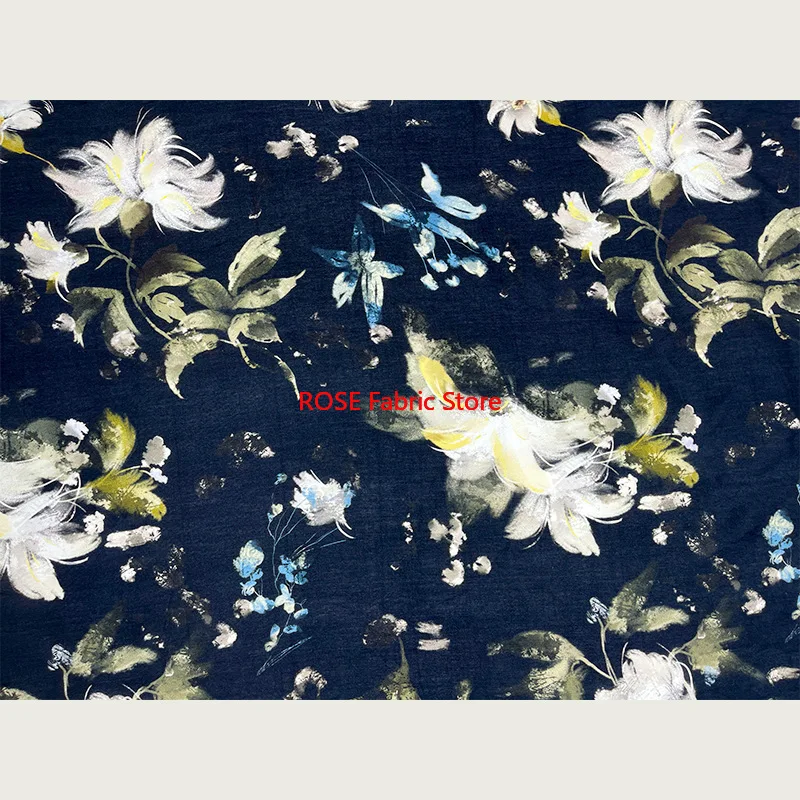 Tessuto di cotone broccato con stampa digitale floreale da 1 metro per cucire abiti eleganti Tessuto artigianale fatto a mano fai-da-te