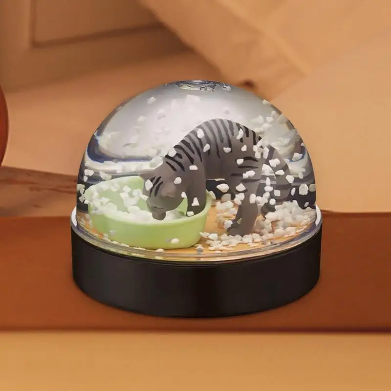 Cat Litter Snow Globe Sturdy Realistic Snow Globes High Transparency Car Ornaments Animal Figures for Family Friends Colleagues