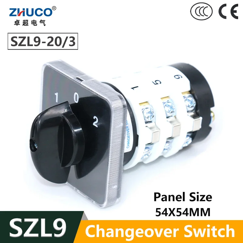 

ZHUCO SZL9-20/3 20A, 12 винтов, 3-фазный переключатель, поворотный кулачковый переключатель ВКЛ-ВЫКЛ, оснащенный ультразвуковым оборудованием