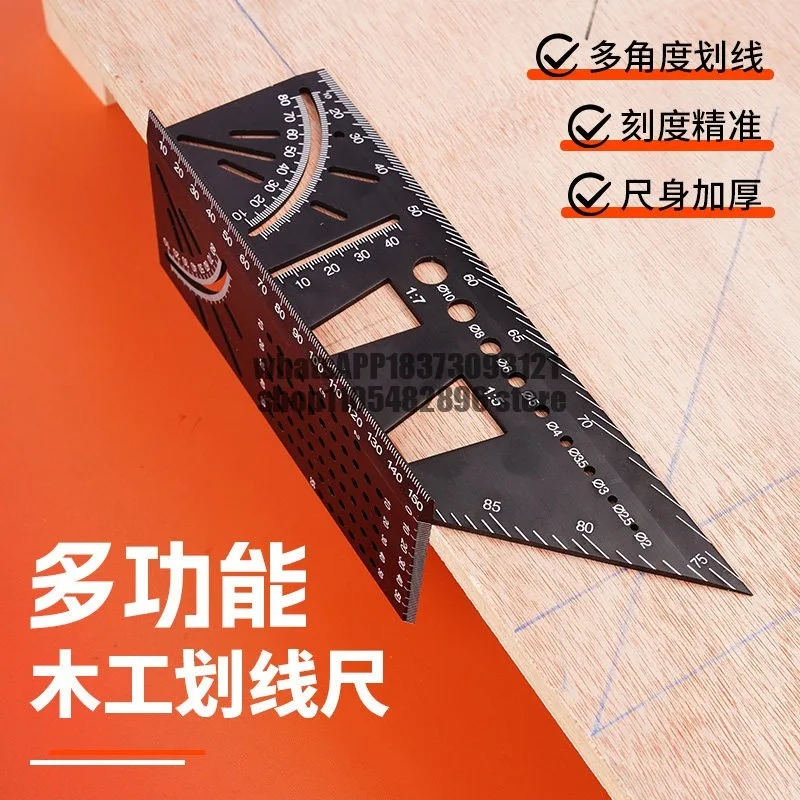 Woodworking Angle Ruler Multifunctional Straight Angle Ruler 45 Degree 90 Degree Scribe Stop Point Gauge Parallel Line Dovetail