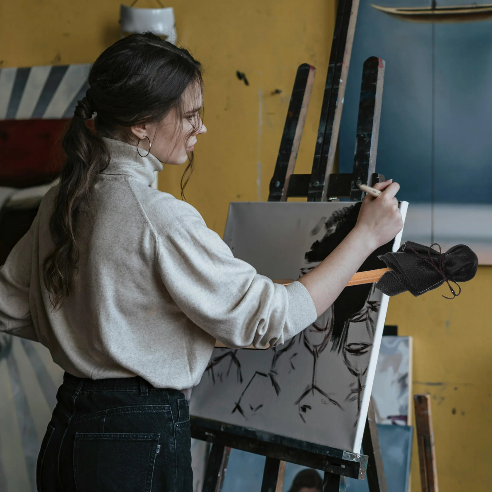 

Mahl Stick 20.5 Inches Wooden Painting Hand Support Tool Beechwood Stabilizer For Oil Canvas Sketching Portable Artist Rod