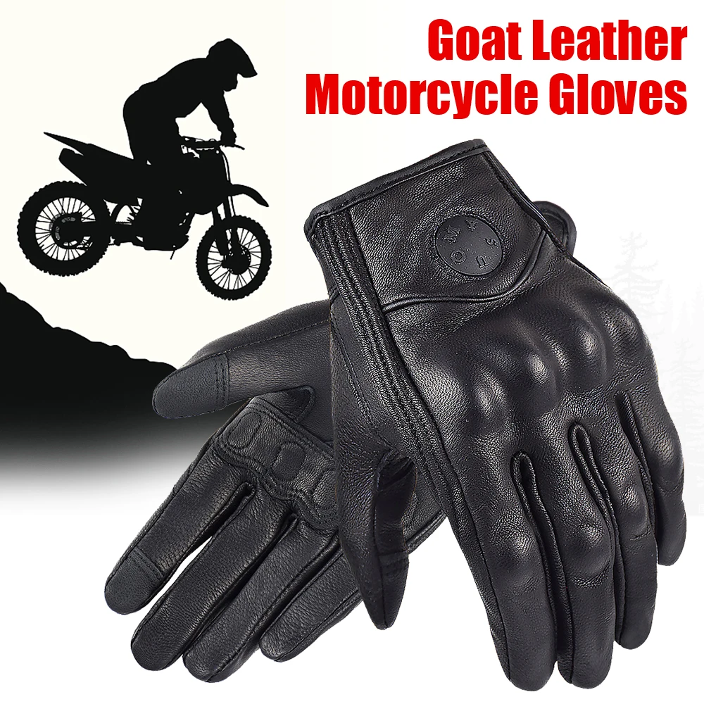 Per il ciclismo all\'aperto Motocross sport protezione Touch Screen guanti da moto traspirante Full Finger Racing Glove pelle di capra