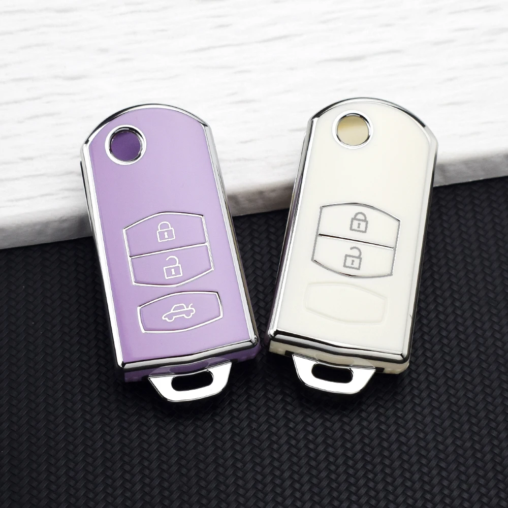 2/3 Buttons Car Key Case Cover Holder for Mazda 3 6 2 CX-5 CX-7 CX-9 Demio MX-5 RX-8 5 MPV M3 M5 M6 Soft TPU Shell Fob Keychain view 2