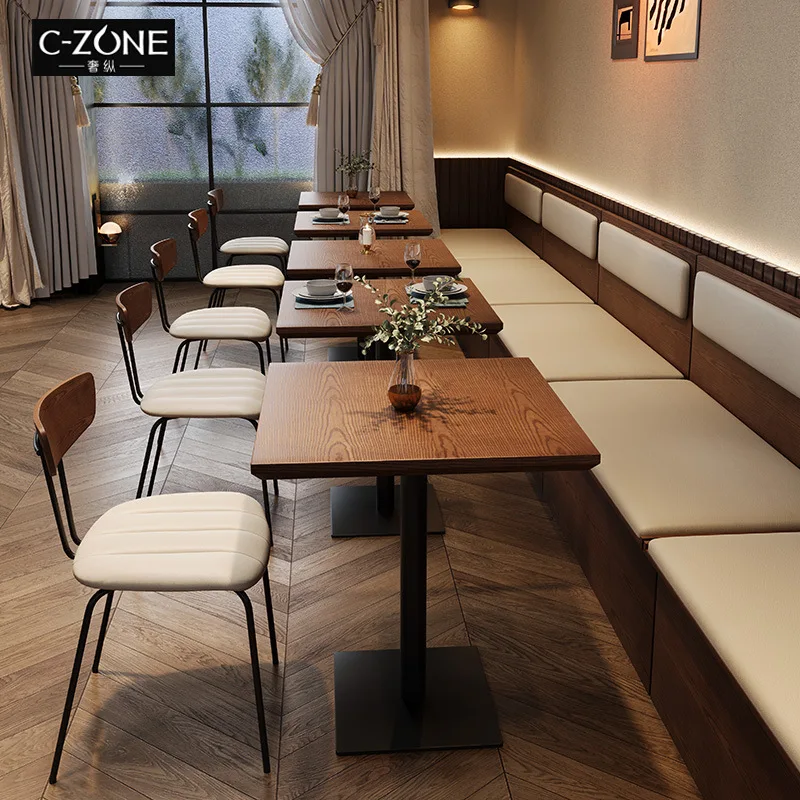 

Commercial furniture Industrial style restaurant table and chair combination restaurant dining table and chair cafe booth sofa