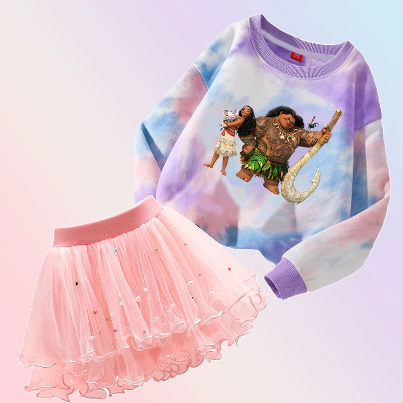 Moana Meisje Jurk T-shirt Tutu Rok 2 stk/set Outfit Jurk Pak Verjaardagsfeestje Kostuum Kid Lange Mouwen Tops Herfst kleding 2-7Y