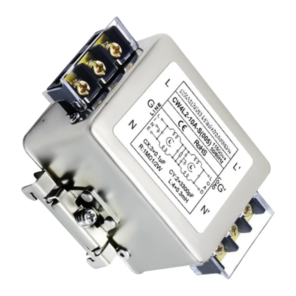 CW4L2-S 10A 20A 30A 40A 220V AC Single Phase for Power Filter with For Bipolar Terminal Block Filtering DIN Rail Type