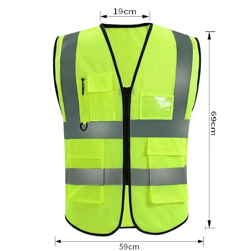 Gilets de sécurité en maille unisexe, haute visibilité, durable, respirant, poches zippées, coulée confortable pour une sécurité améliorée, été