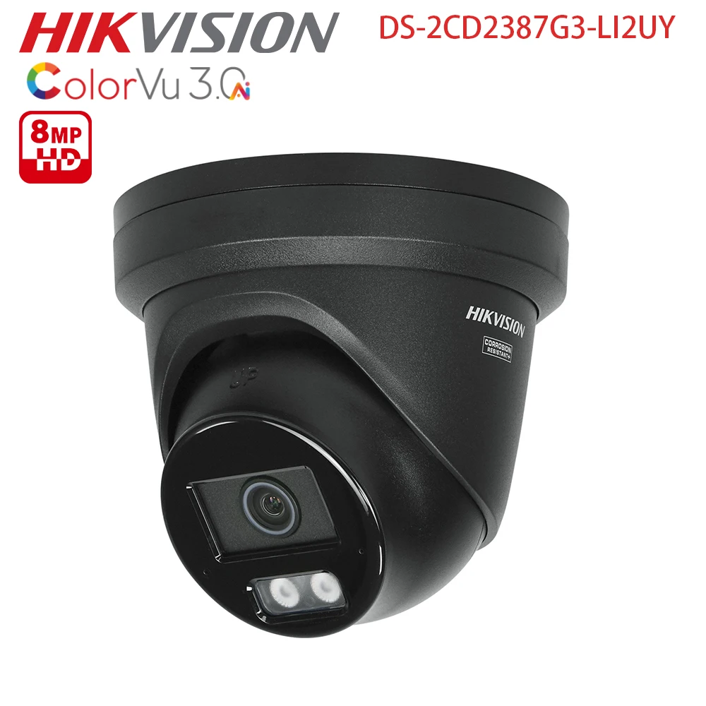 Hikvision 8mp IP Camera Black ColorVu3.0 AcuSense3.0 Anti-corrosion HikAI-ISP DS-2CD2387G3-LI2UY