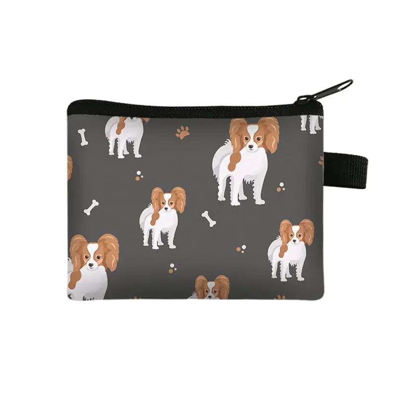 Adorable Papillon Dog Coin Purse Kawaii Yorkshire Terrier Dog Wallet ID Credit Card Key Earphones Holder Coin Bag Zipper Pouch