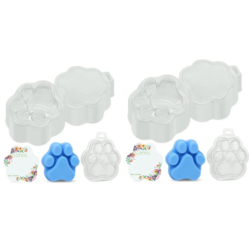 Cat's Claw Shaped Wax Melt Clamshells, For Wax Cubes, Clear Empty Cube Tray Molds For Wickless Tarts Candles