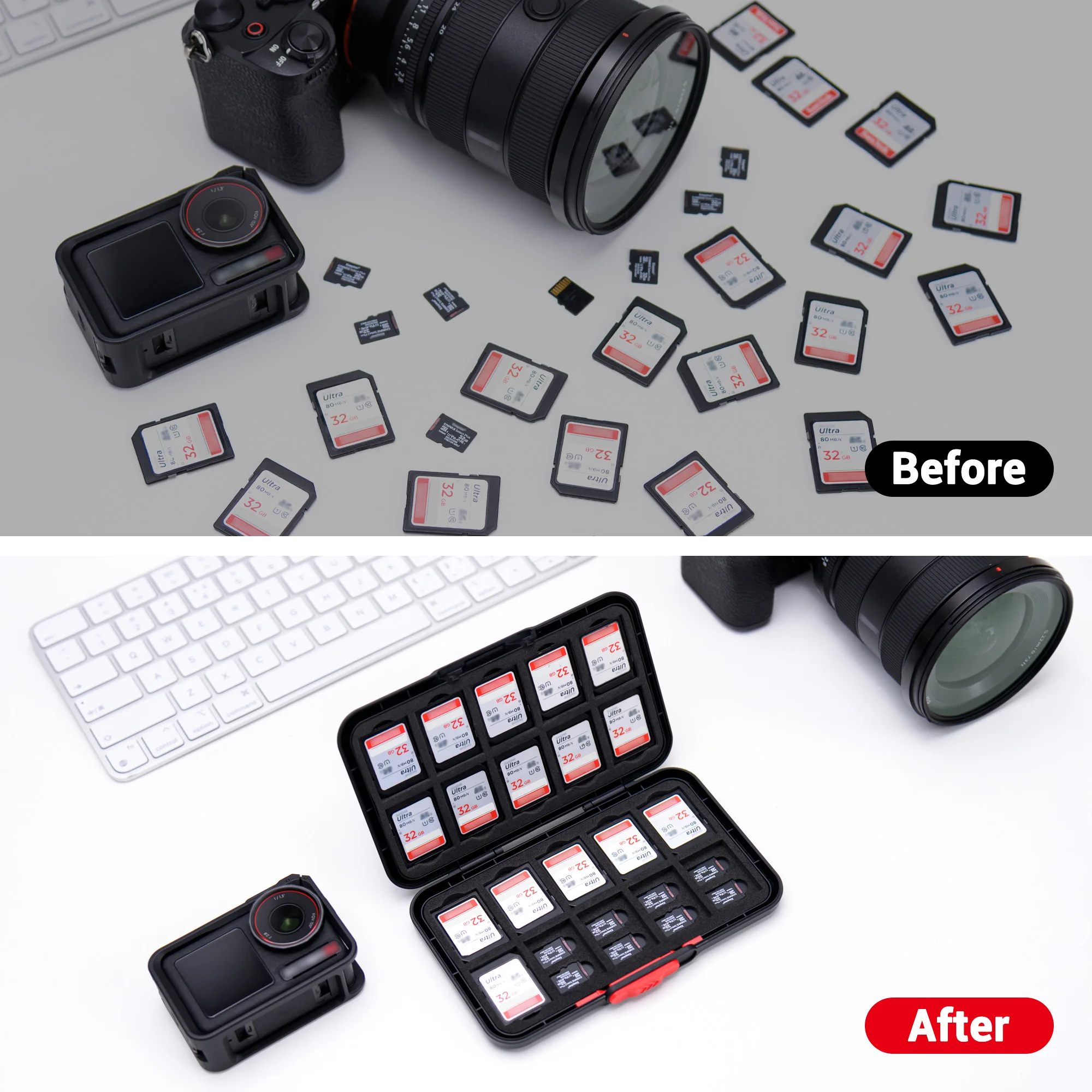 60 ช่องใส่การ์ดหน่วยความจํากระเป๋าสตางค์สําหรับ 20 SD SDHC SDXC และ 40 Micro SD SDXC SDHC TF MSD การ์ดแบบพกพา Slim Micro SD การ์ด