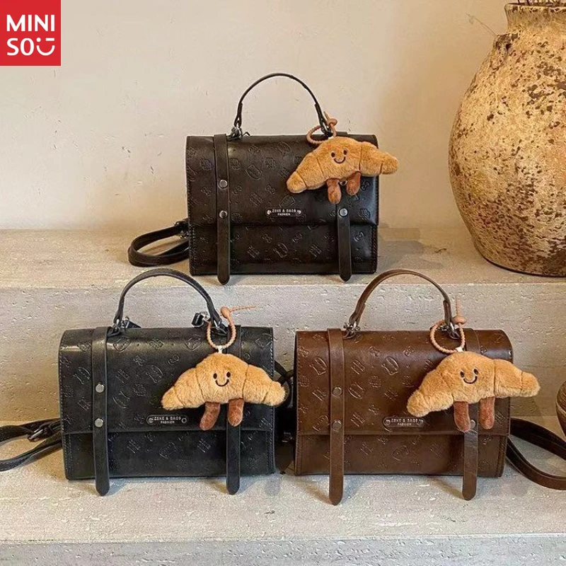 Miniso Mochila de gato de estilo coreano, bolso de mano de dibujos animados estéticos Ins, bolso grande y lindo de nicho para mujer