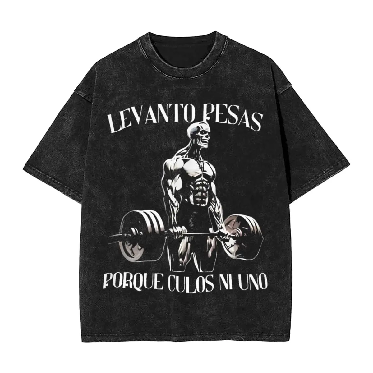 Men's Calacas Chidas Gym T-Shirts Levanto pesas porque culos ni uno Top Tees Summer Streetwear T-Shirt Fashion Casual Tee Shirt