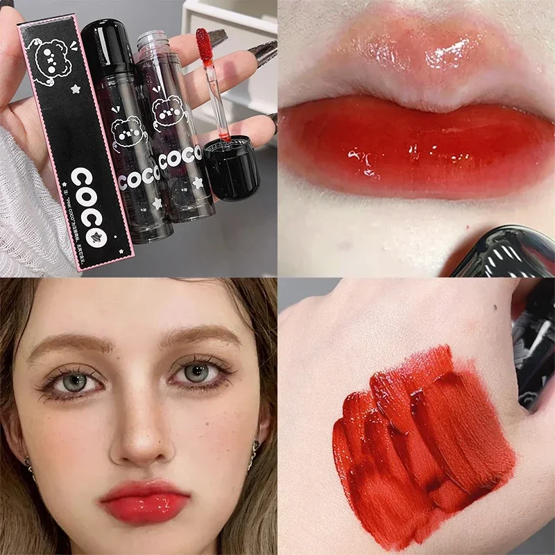 Błyszczyk do ust Mirror Juice Black Water-light Glass Waterproof Red Tea Brown Liquid Lipstick Lasting Nude Lip Tint Makeup Cosmetics