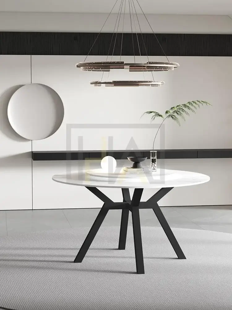 Light luxury marble round table leg bracket rock slab metal round support frame negotiation table foot dining table frame base