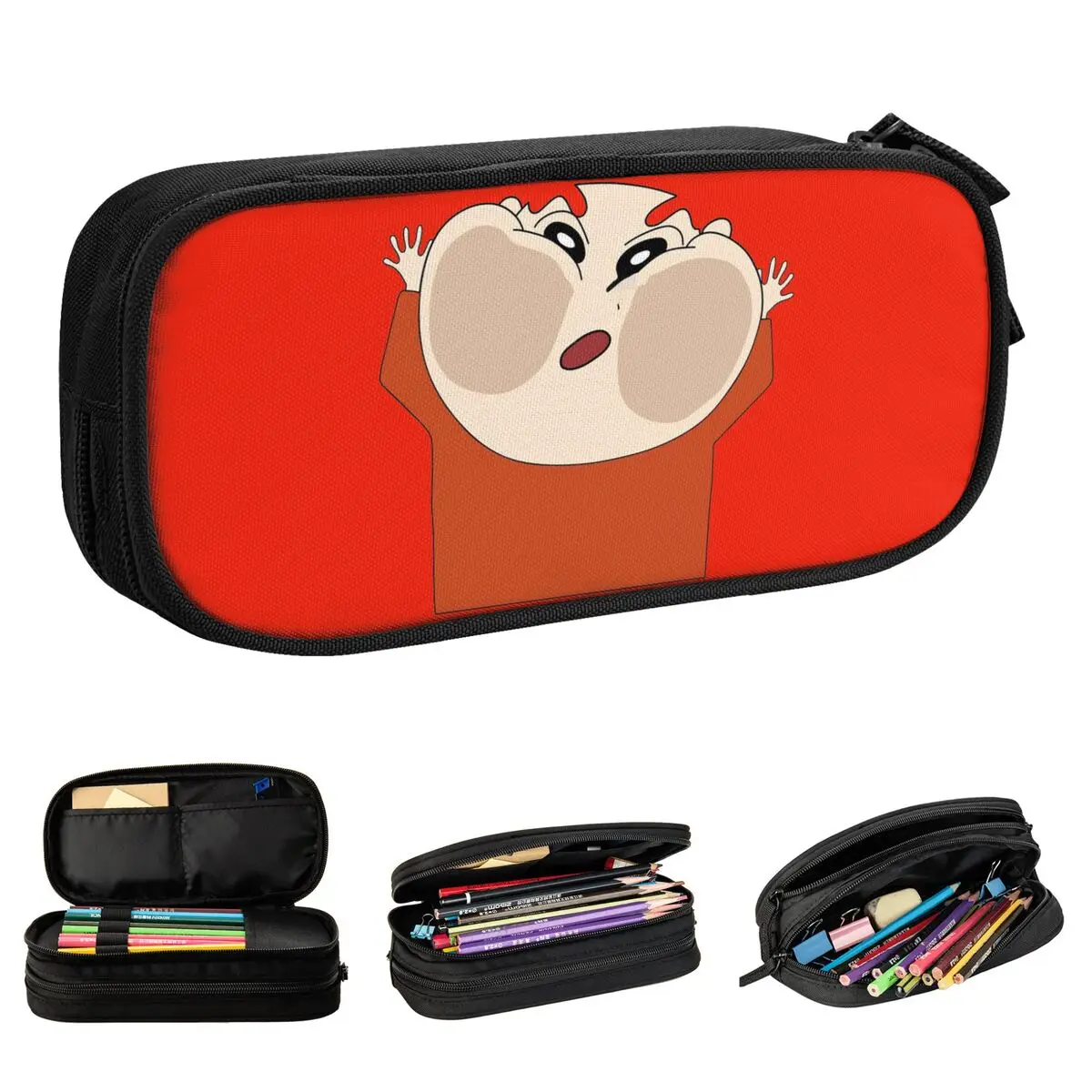 Shinchan Face Pencil Case Crayon Shin-chan Pencil Pouch Pen Holder for Student Pencil Bags Students School Gift Stationery