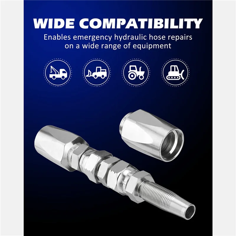 AT21-4Pcs Hydraulic Hose Repair Kit, Reusable, 2-Wire Reusable Hydraulic Repair Fitting 1/4Inch