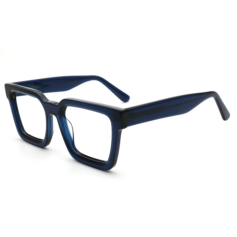 

Acetate Eyeglasses Optical Frame Man Full Rim Spectacel Fashion Myopia Glasses Square Shaped Blue Color