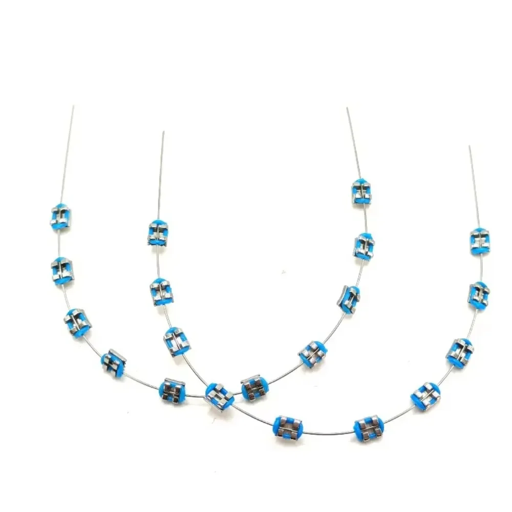 1 Pair Colorful Temporary Tooth Decoration with Metal Wires Fake Brackets Orthodontic Ligature Ties Braces Dental Decorations