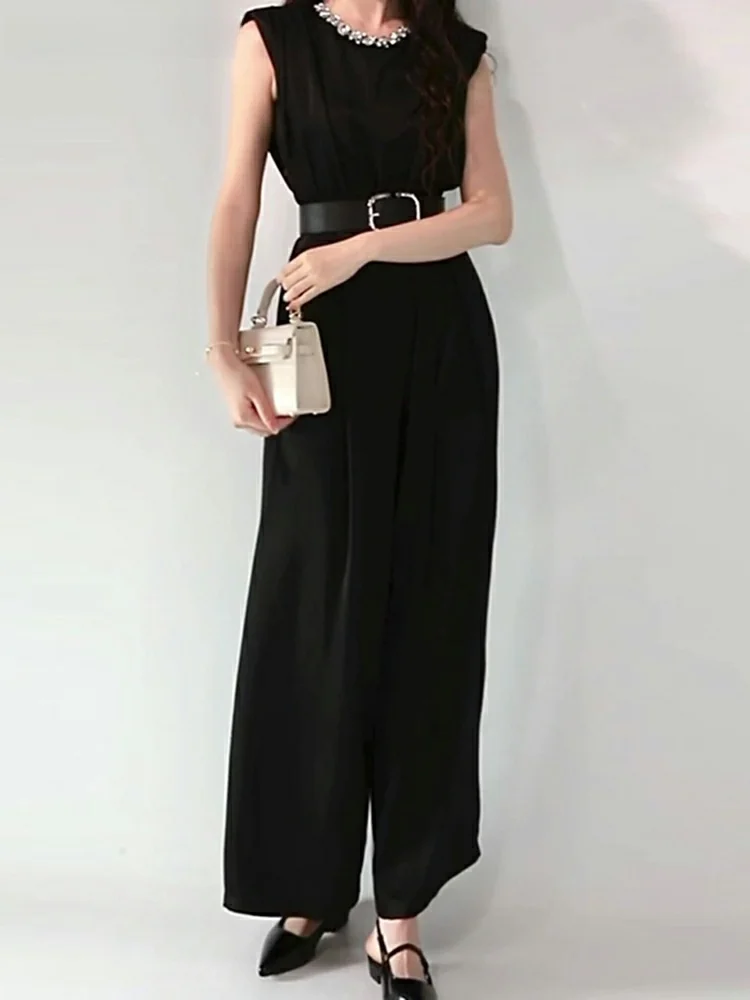 La Chapelle Sli Bla Tuta slim fit a gamba larga Cintura a vita alta Svel Faionable 2025 Abbigliamento estivo da donna