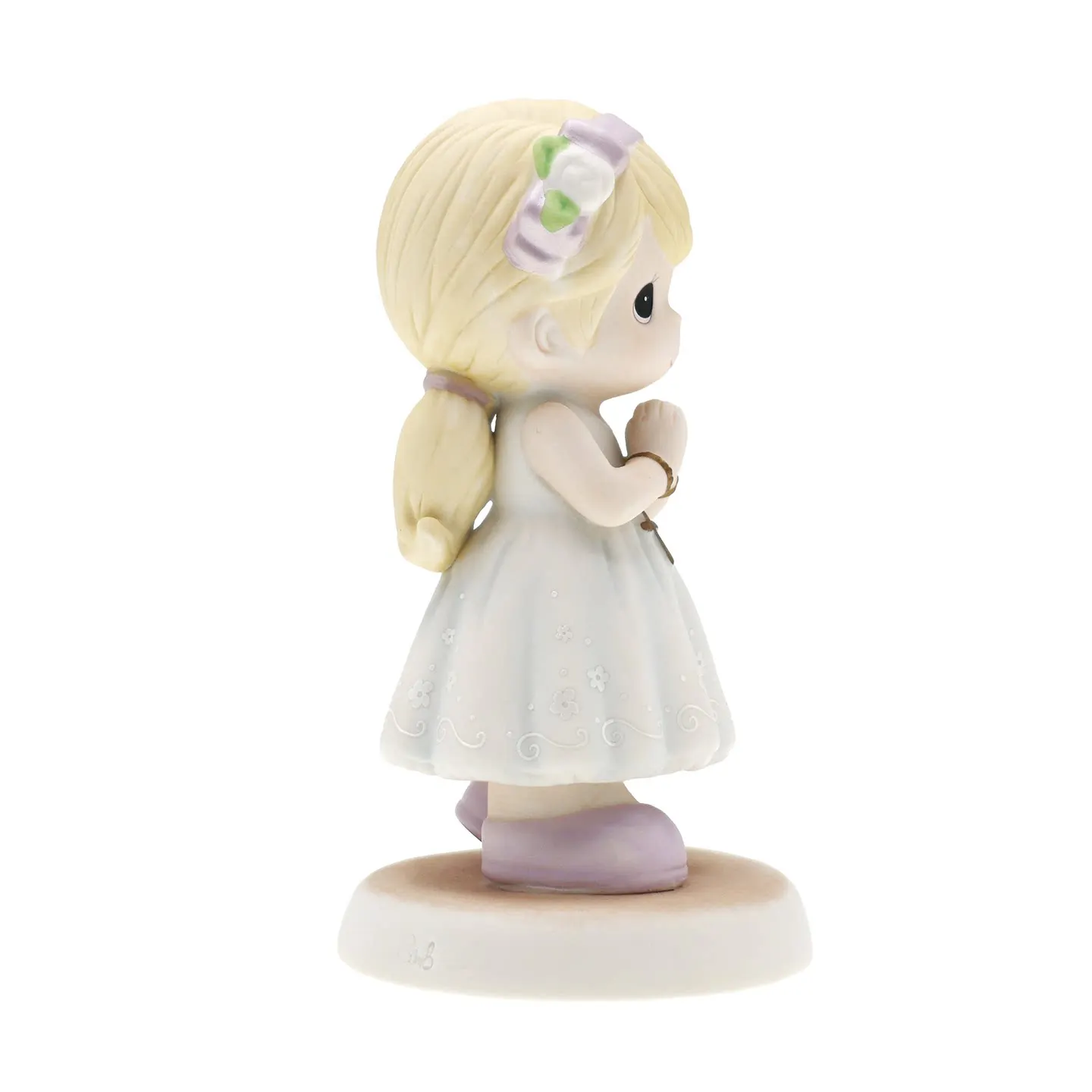 Precious Moments Praying Girl with Cross Porcelain Figurine First Communion Religious Tabletop Decorative Ornament Baptism Gift