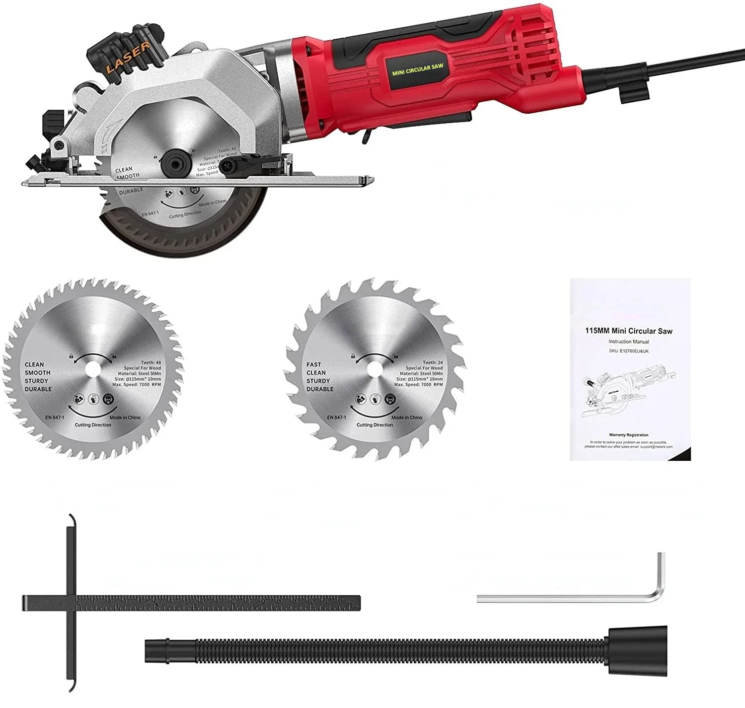 580W 115MM For Mini Portable Circular Saw 24 And 48 TCT Blade Laser Guide for Wood PVC Pipe Cutting Power Tools